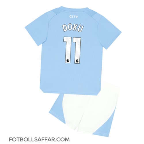 Manchester City Jeremy Doku #11 Hemmadräkt Barn 2023-24 Kortärmad (+ Korta byxor)